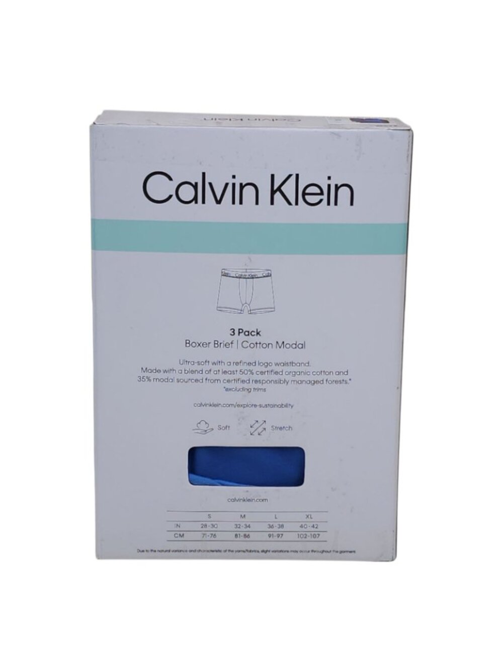 Calvin Klein Mens Boxer Briefs 3 Pack M Cotton Modal Blend Soft Blue Navy - Picture 4 of 8